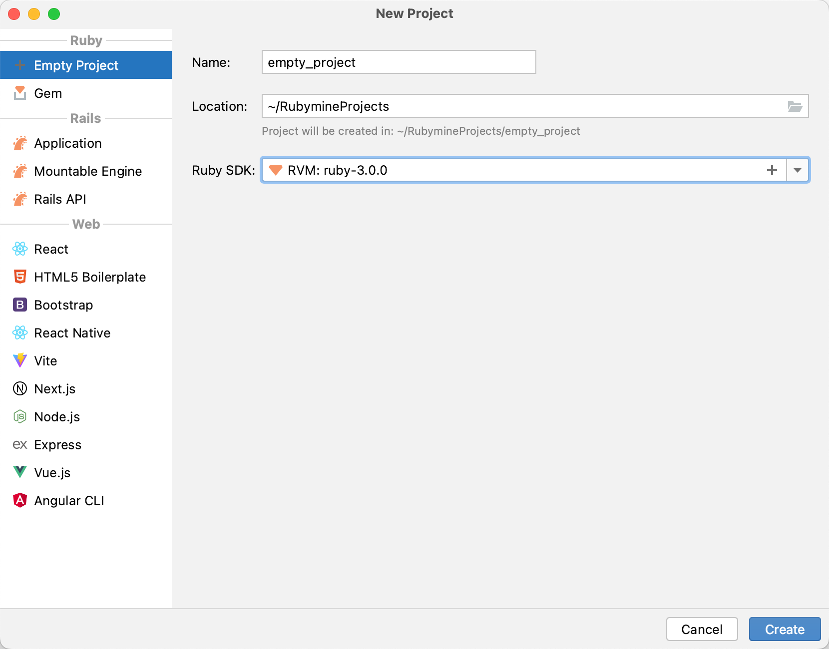 Creating a new empty project Creating a new empty project