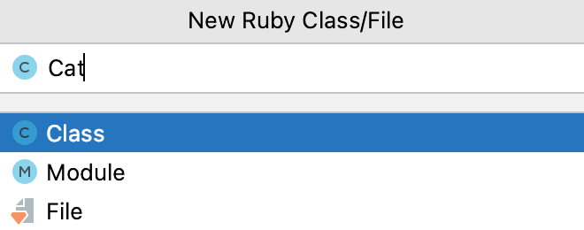 New Ruby File/Class dialog New Ruby File/Class dialog