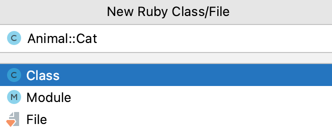New Ruby File/Class dialog New Ruby File/Class dialog