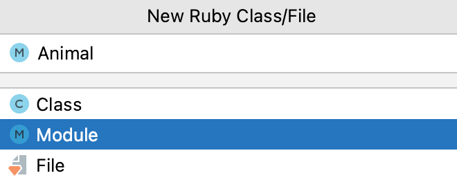 New Ruby File/Class dialog New Ruby File/Class dialog