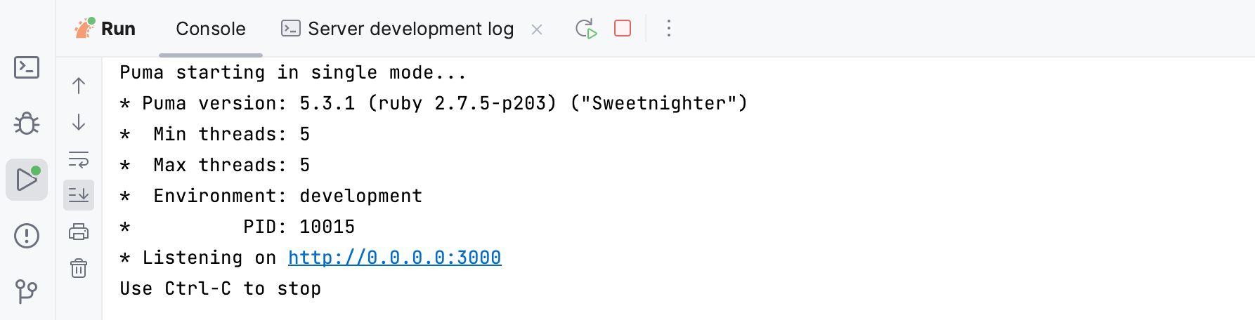 Run tool window Run tool window