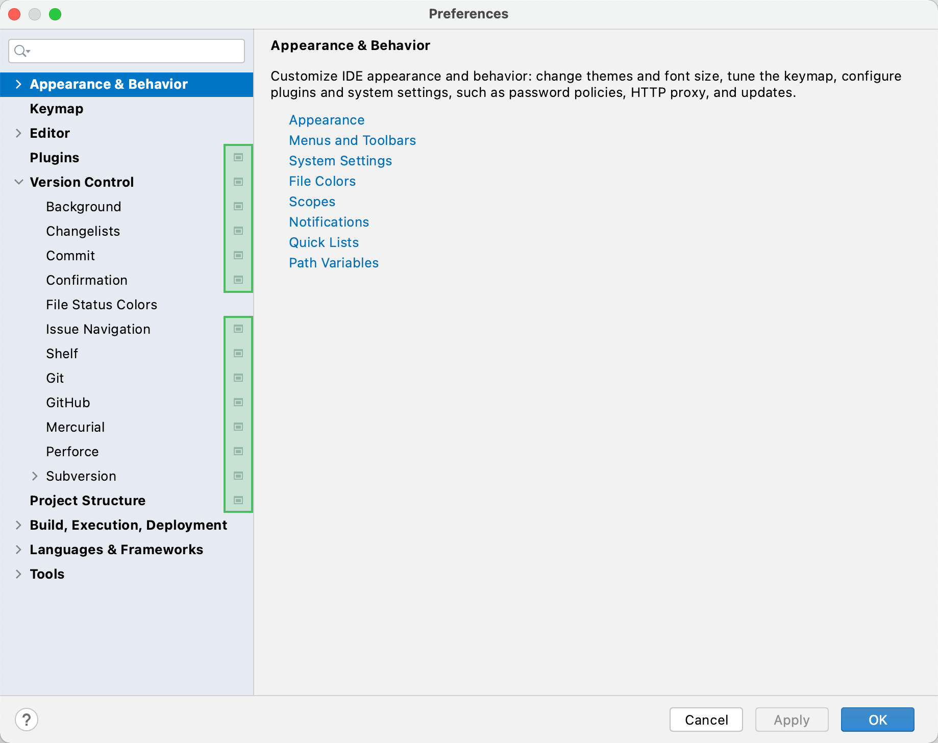 Project settings Project settings