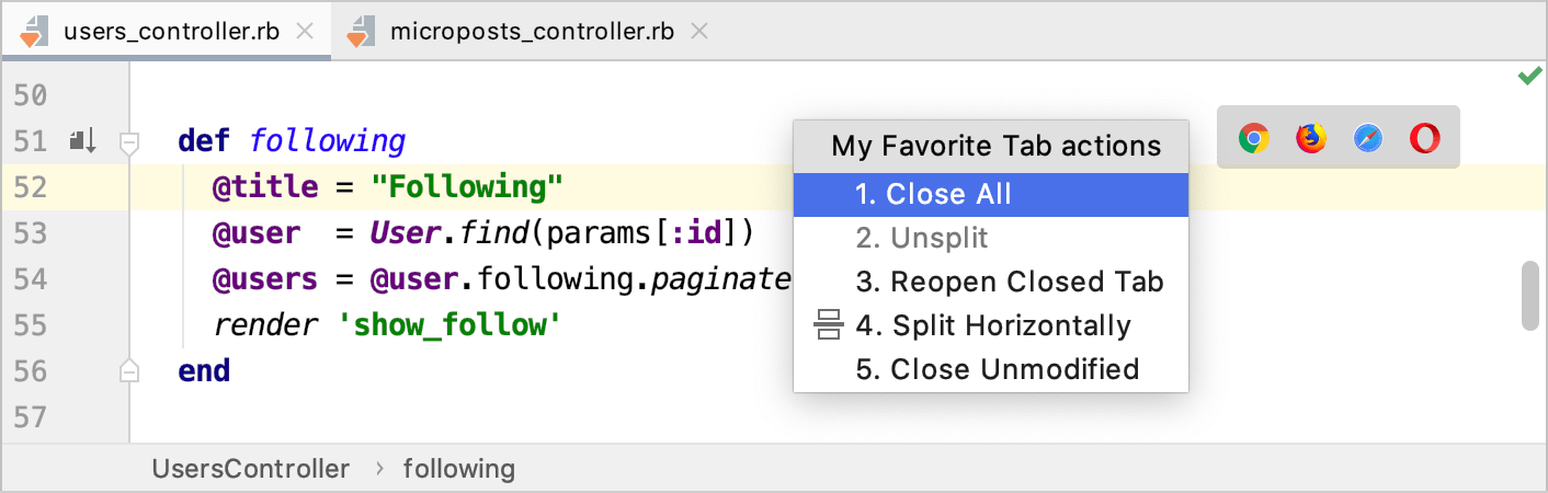 Access an action from a quick list Access an action from a quick list