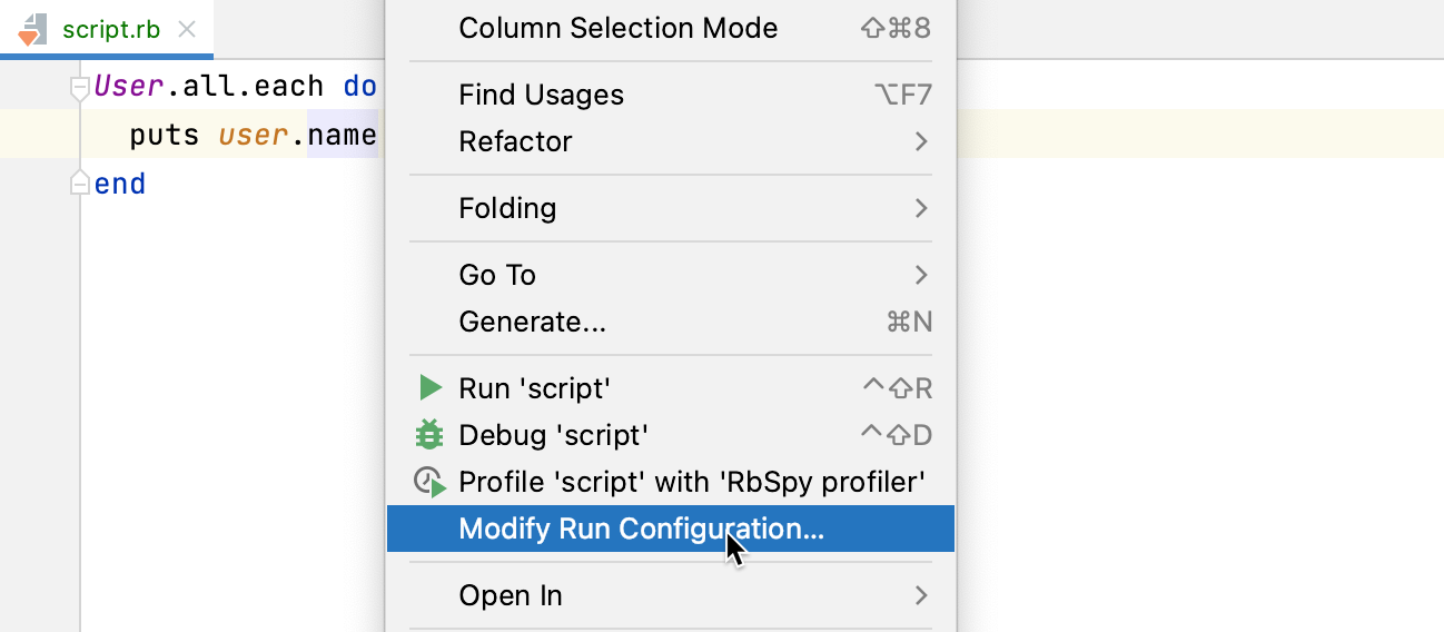 Create the Ruby configuration Create the Ruby configuration