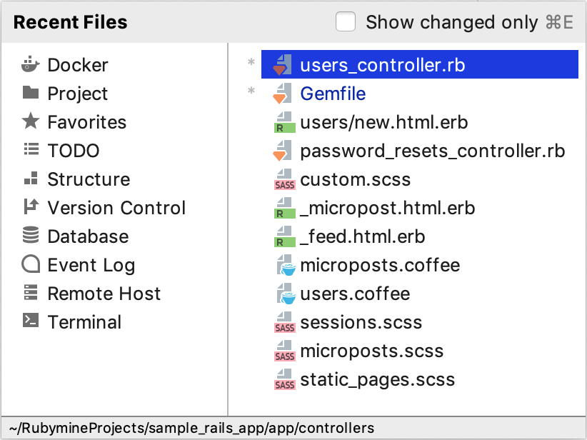 Recent files Recent files