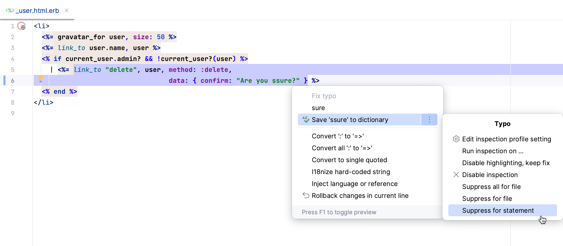 How to suppress the Typo inspection How to suppress the Typo inspection
