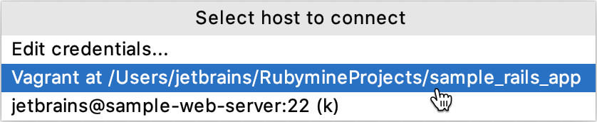 Select host to connect Select host to connect