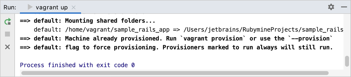 Run tool window: vagrant up Run tool window: vagrant up