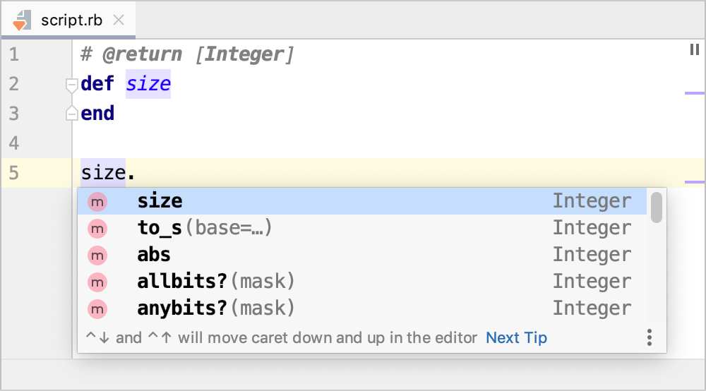 Object type in completion Object type in completion
