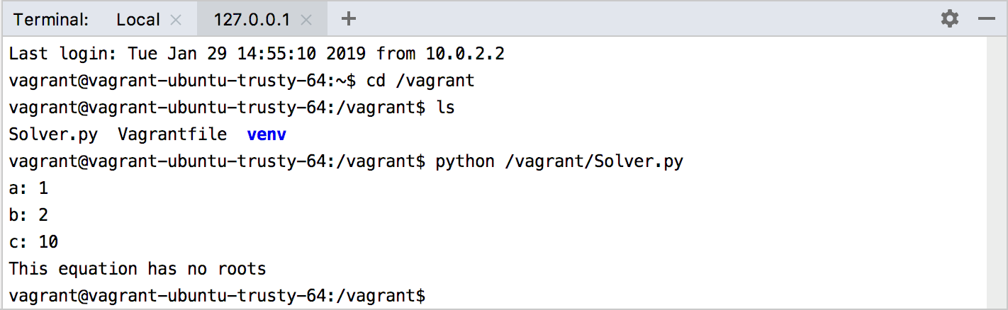 Running the script in the Vagrant VM Running the script in the Vagrant VM
