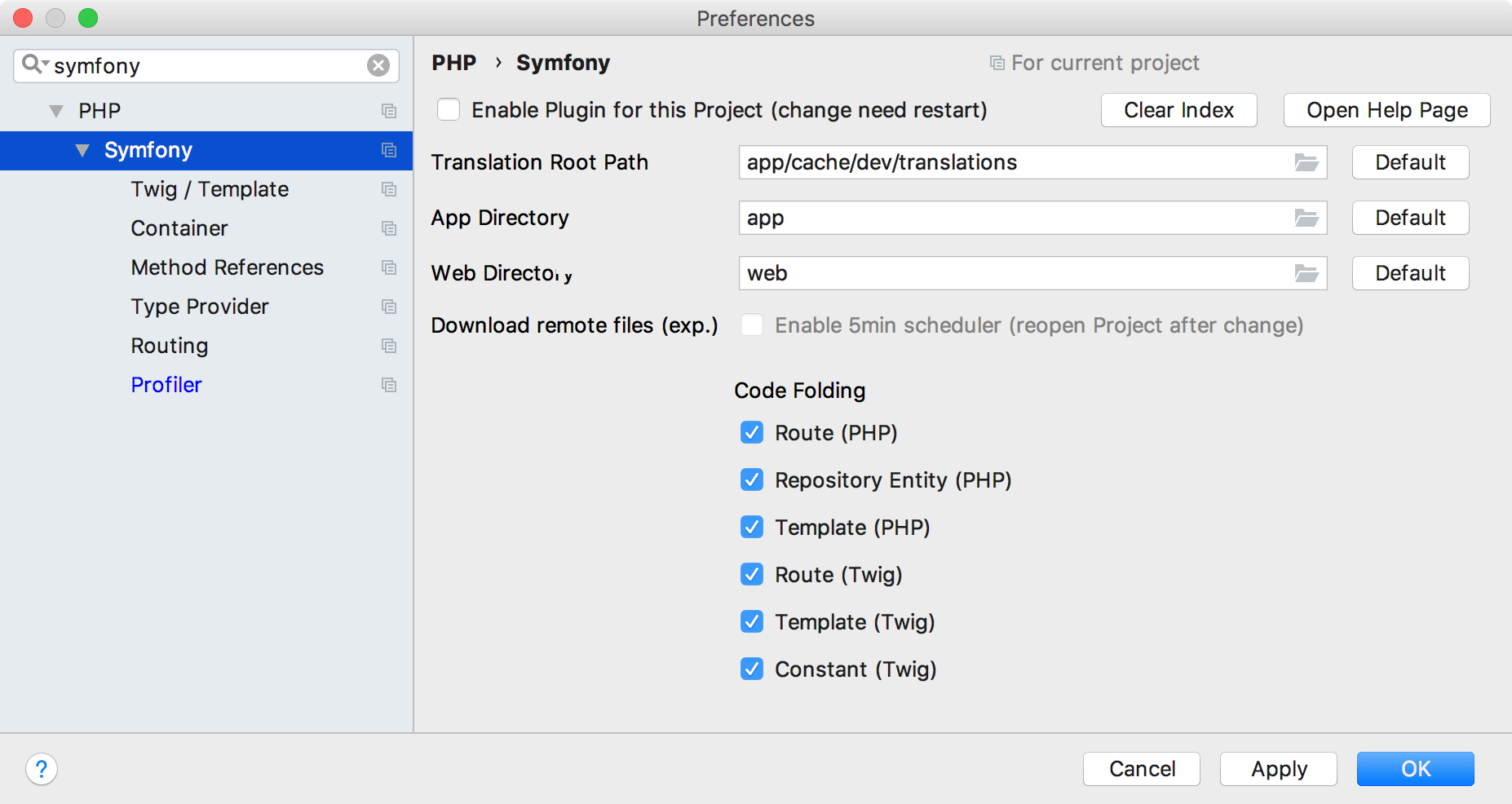 Symfony general settings