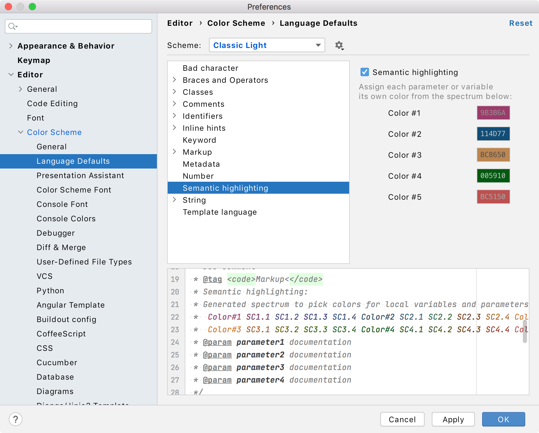 Semantic highlighting