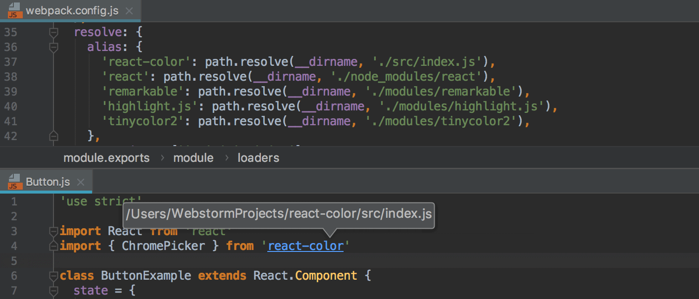 Module resolution for aliases