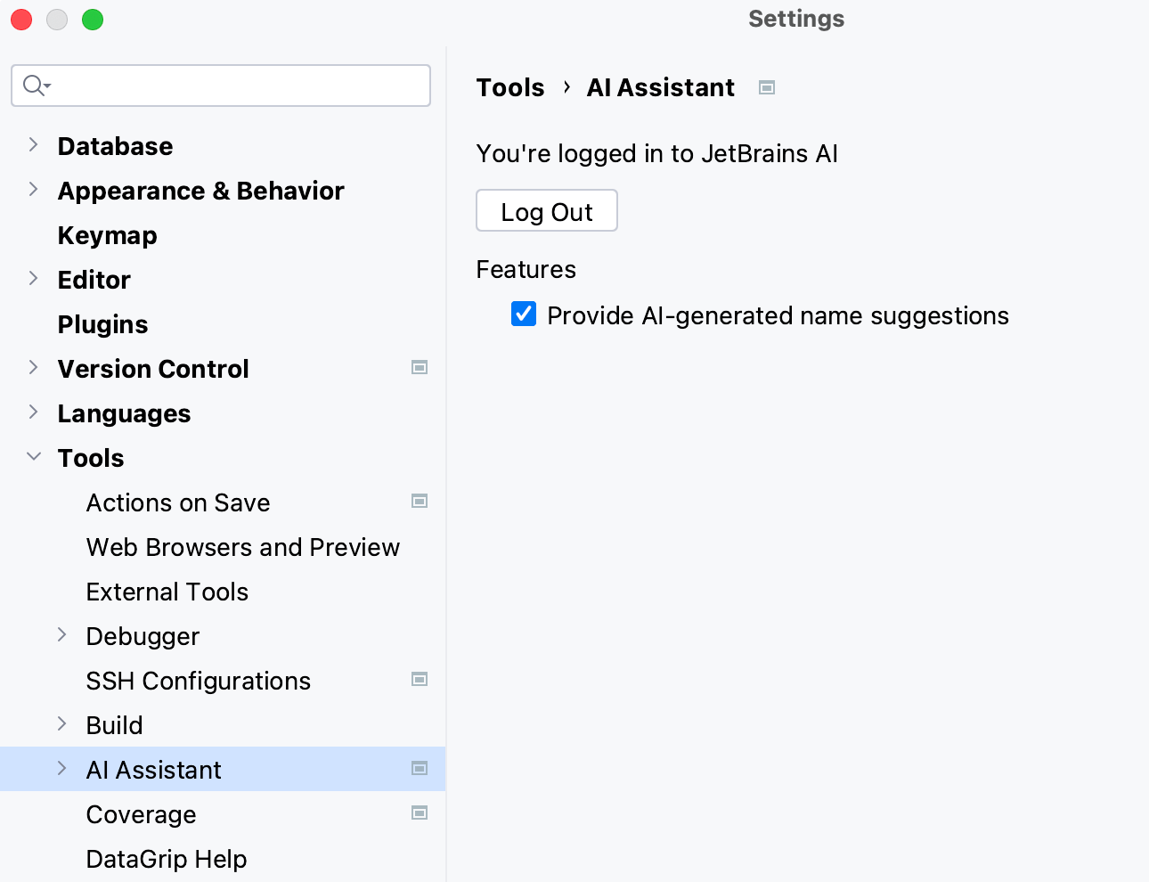 AI Assistant settings