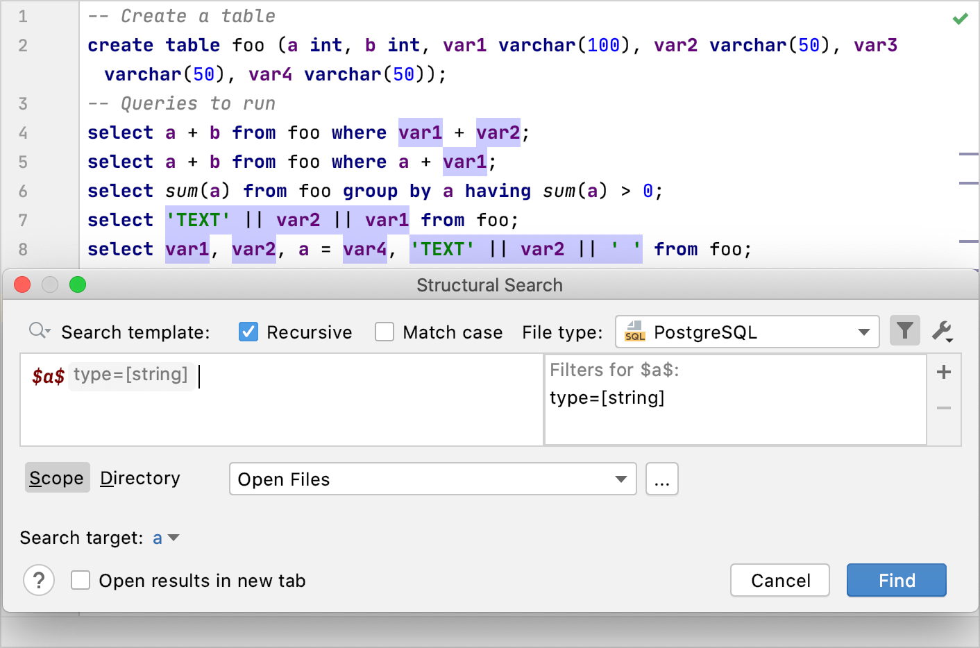 Structural Search with filters