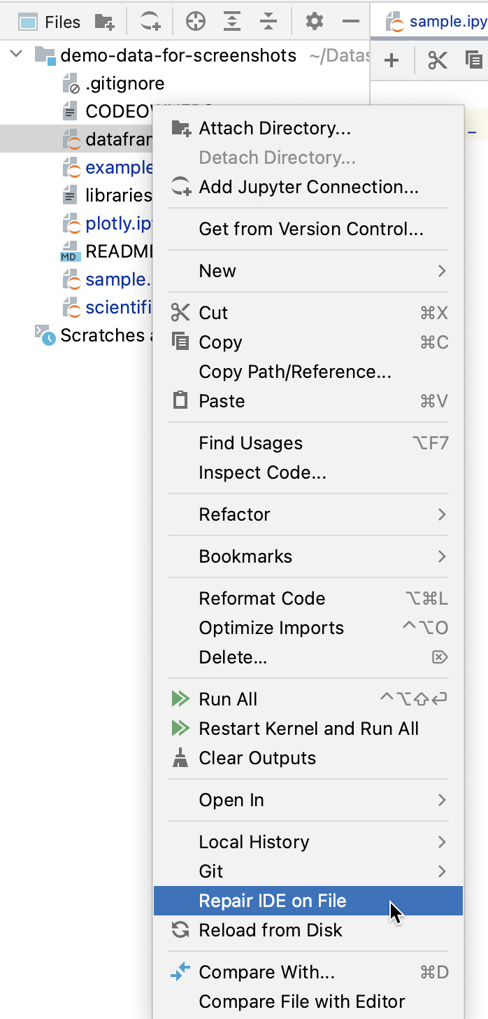 Repair IDE on File Repair IDE on File