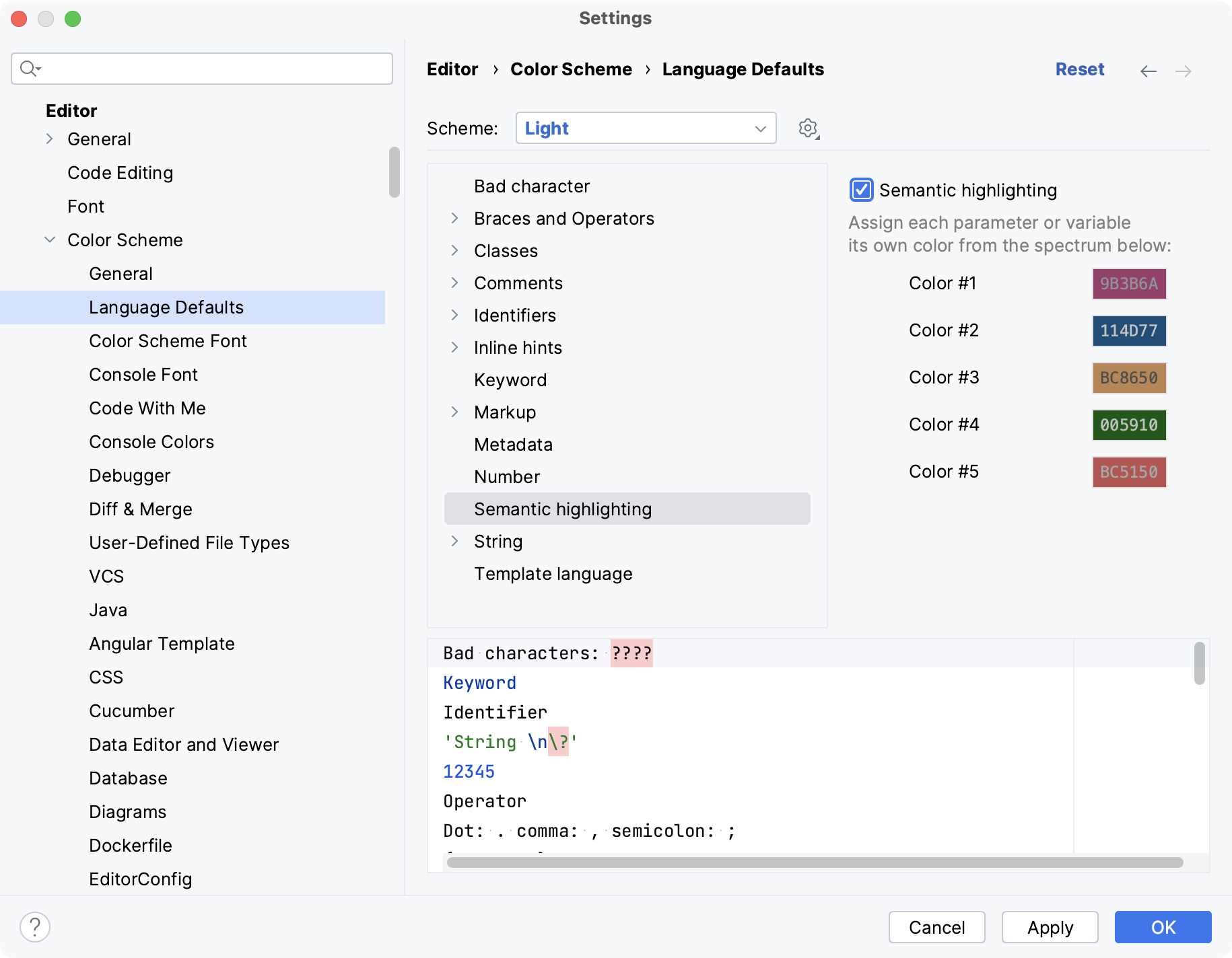 Semantic highlighting