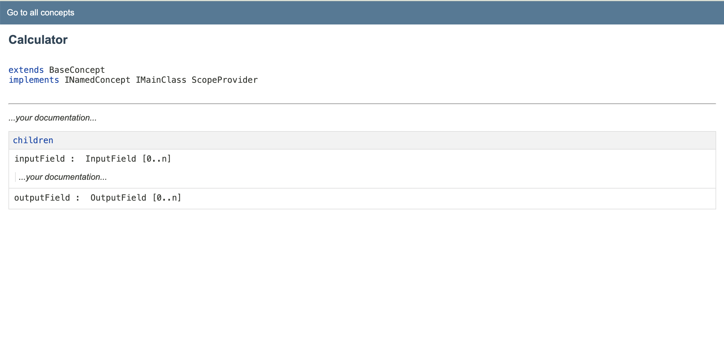 Generated concept documentation Generated concept documentation
