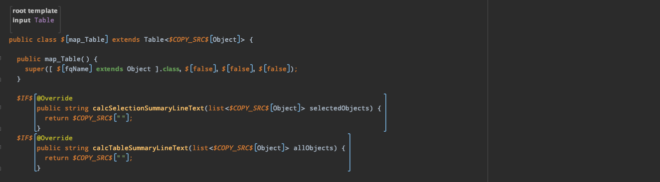 Figure 3: The template for the Table concept generates classes that extend the Table class Figure 3: The template for the Table concept generates classes that extend the Table class