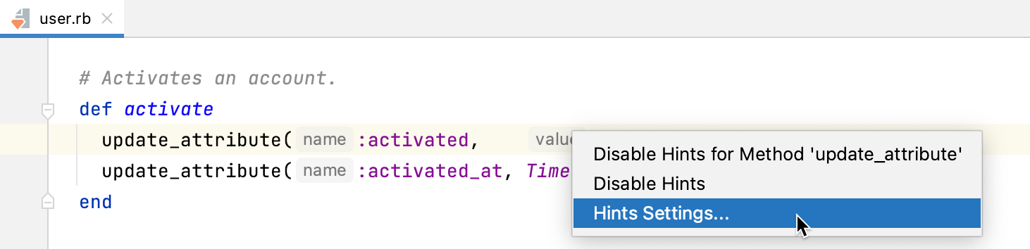 Context menu opens on right-clicking an inlay hint Context menu opens on right-clicking an inlay hint