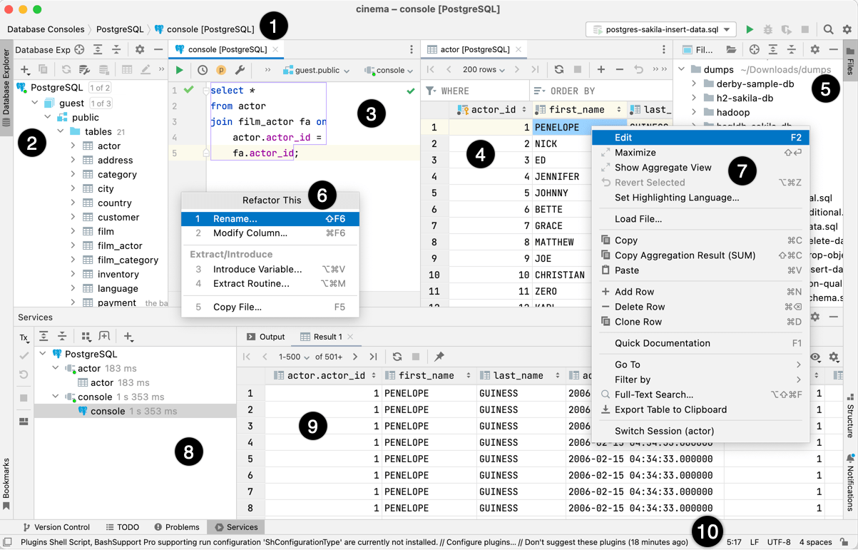 Some of the main user interface elements (Classic UI)