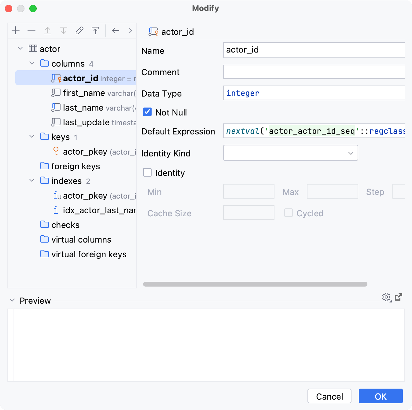 Modify a column