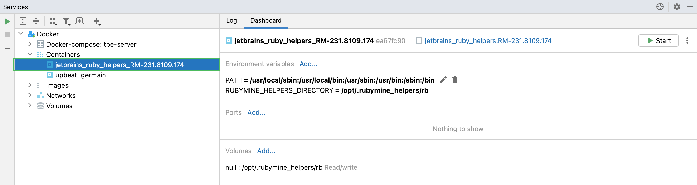 Docker tool window: Helpers Docker tool window: Helpers