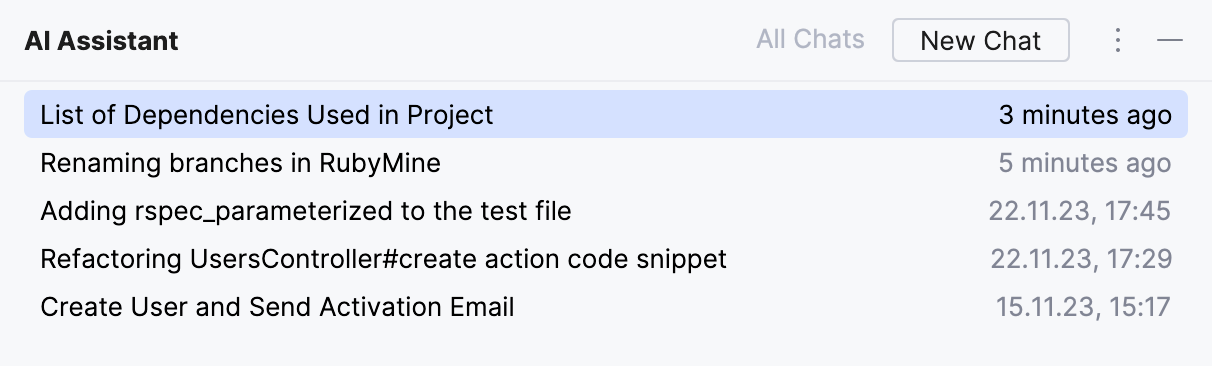 All Chats list All Chats list