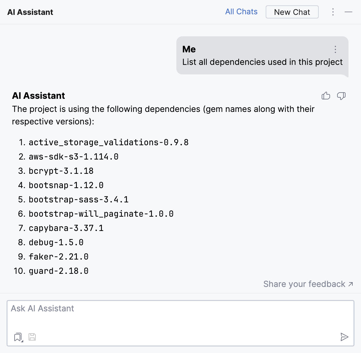 RubyMine: Asking AI Assistant programming-related questions RubyMine: Asking AI Assistant programming-related questions