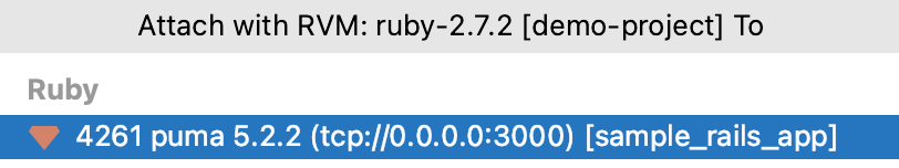 Search for a process to attach Search for a process to attach