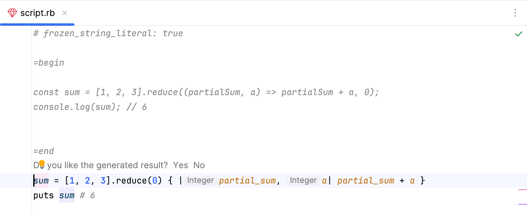 Commented-out code in original language above the converted code Commented-out code in original language above the converted code