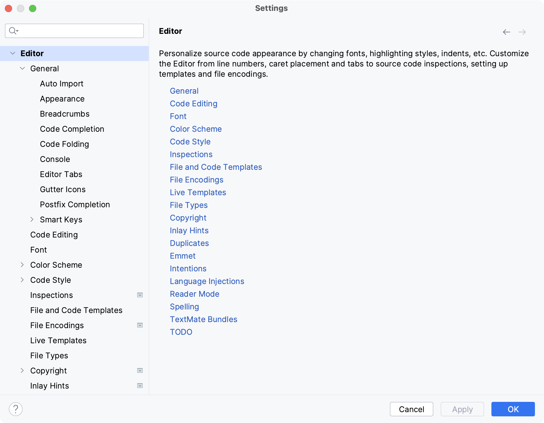 editor settings editor settings