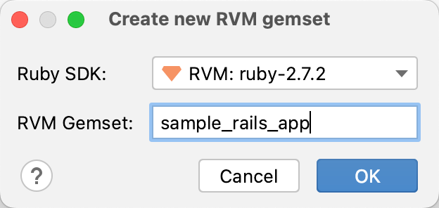 create new rvm gemset dialog create new rvm gemset dialog