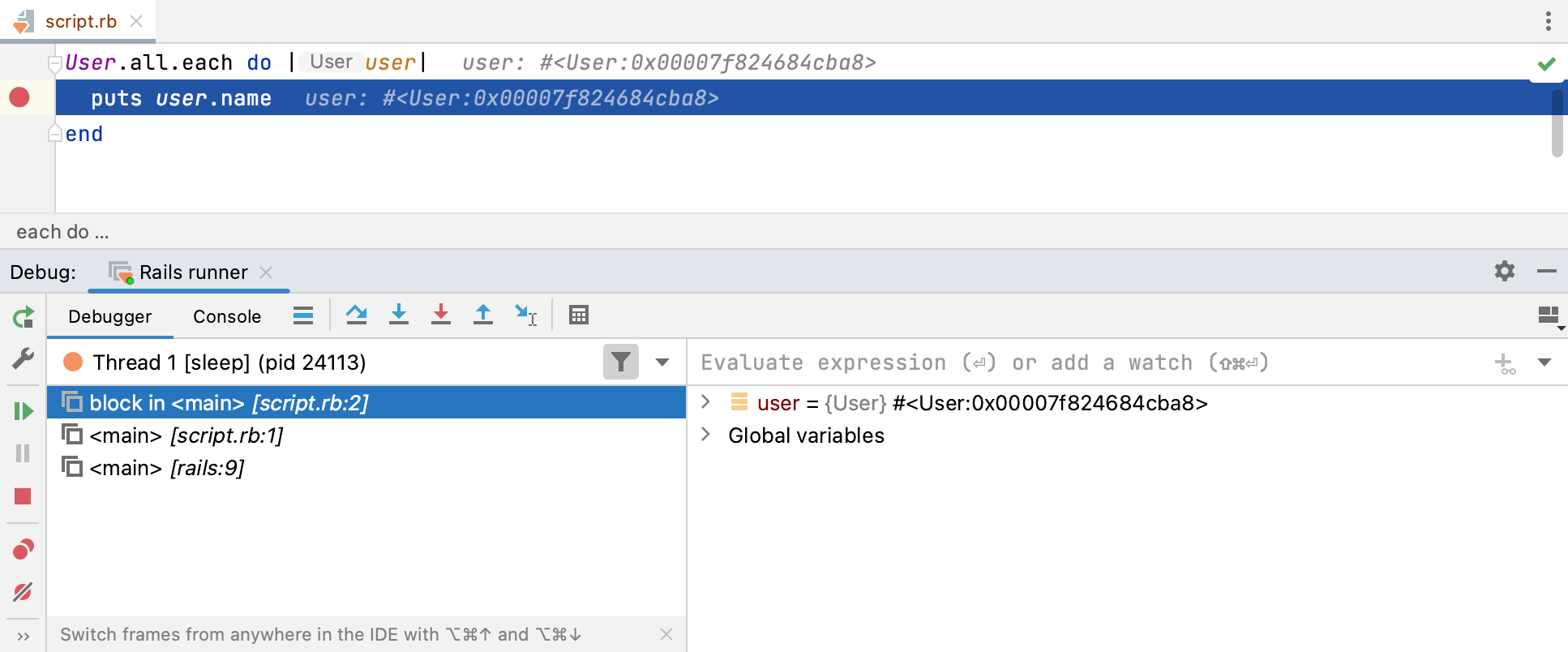 Rails runner debug Rails runner debug