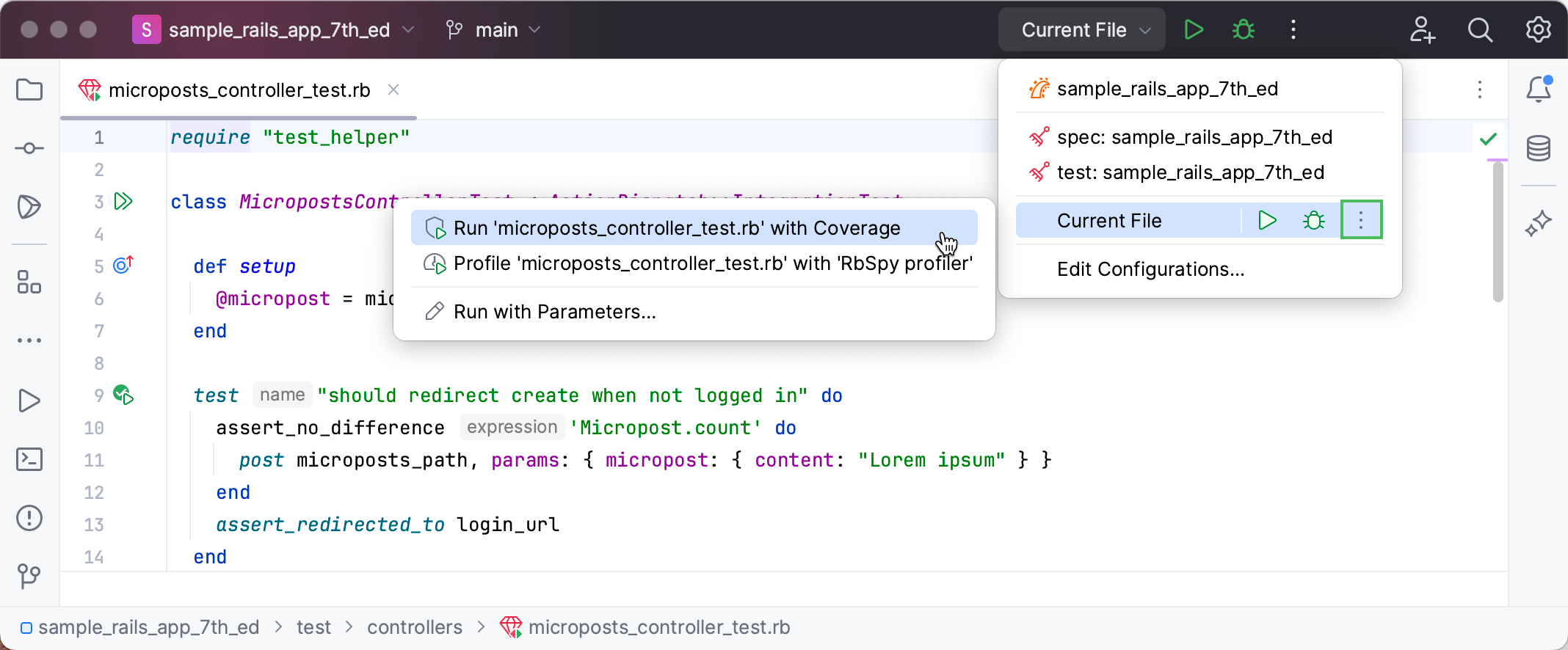 More options for running current file More options for running current file