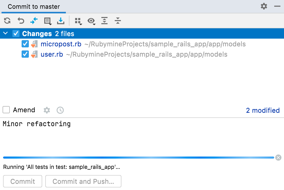 Non-modal commit dialog running a test Non-modal commit dialog running a test