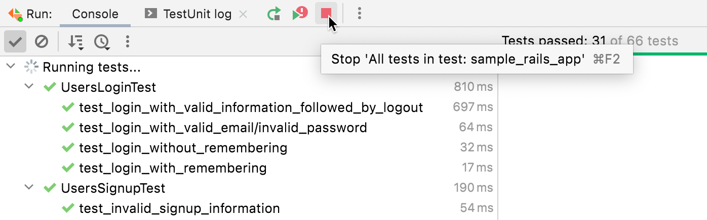 Stop running tests Stop running tests