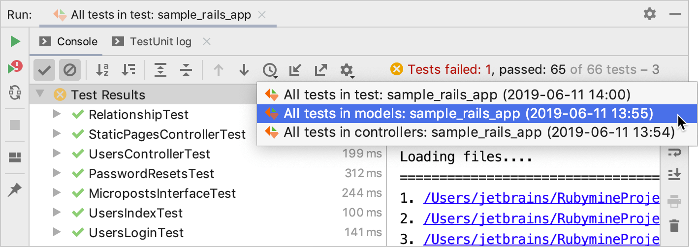 Viewing results of previous tests Viewing results of previous tests