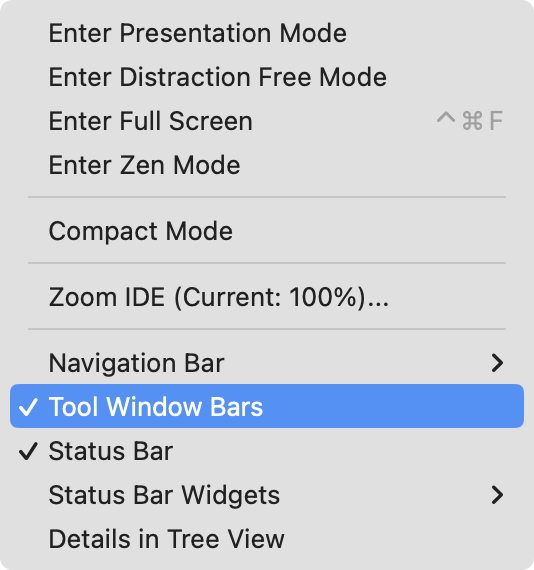 The View | Appearance menu The View | Appearance menu