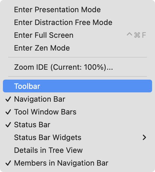 The View | Appearance menu The View | Appearance menu