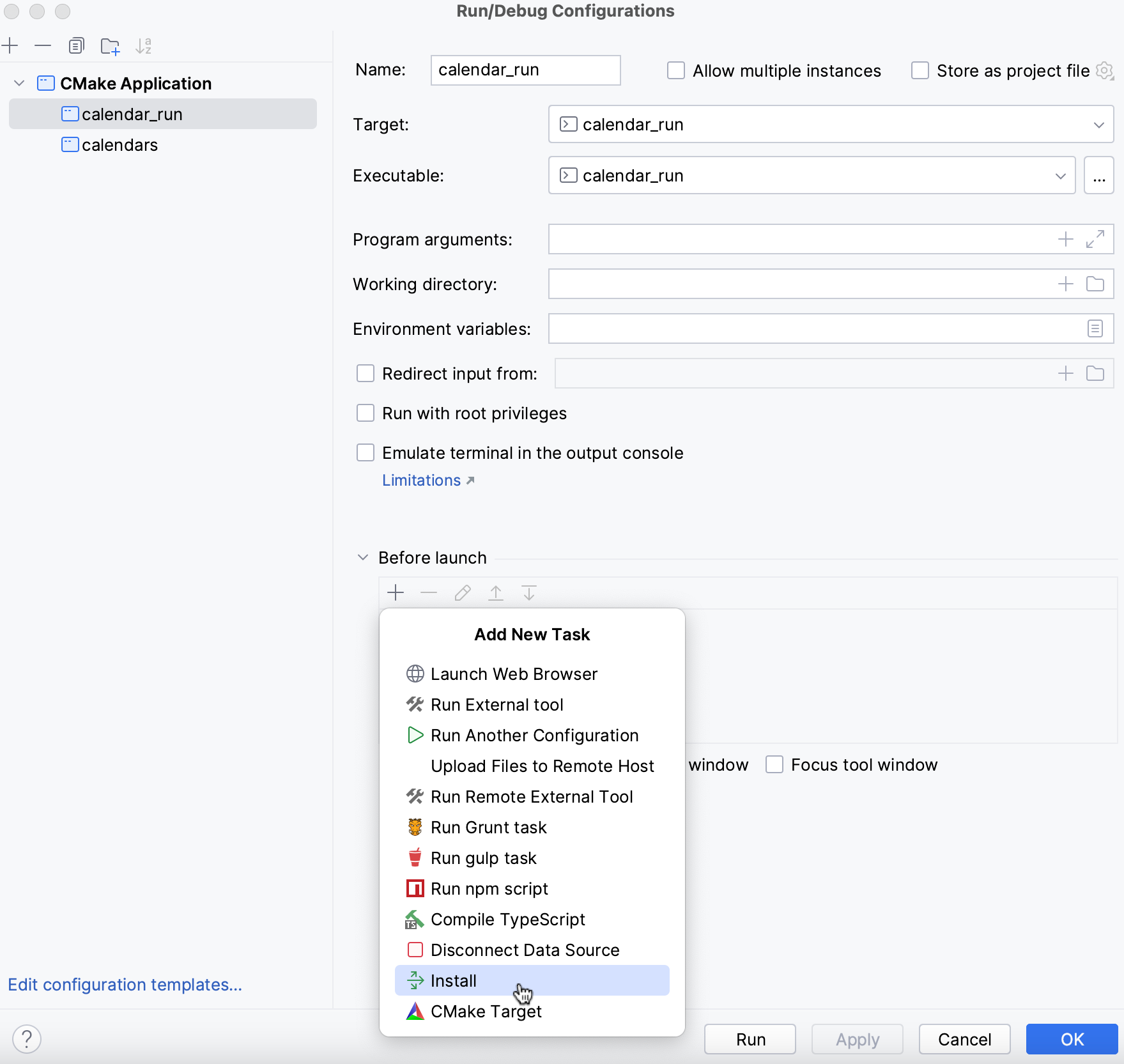 Install as a pre-launch step Install as a pre-launch step