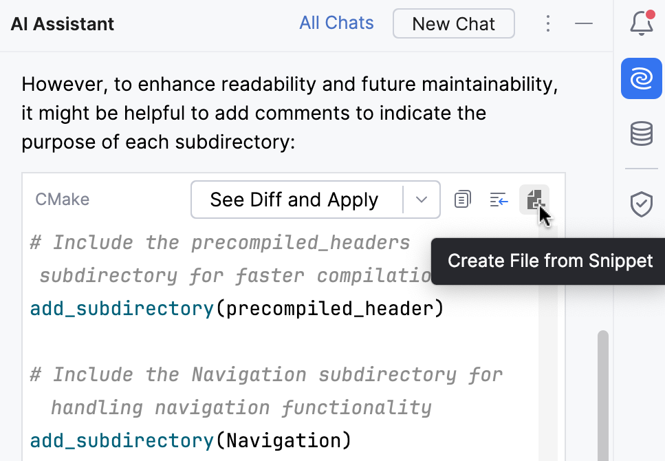 Create File from Snippet action Create File from Snippet action