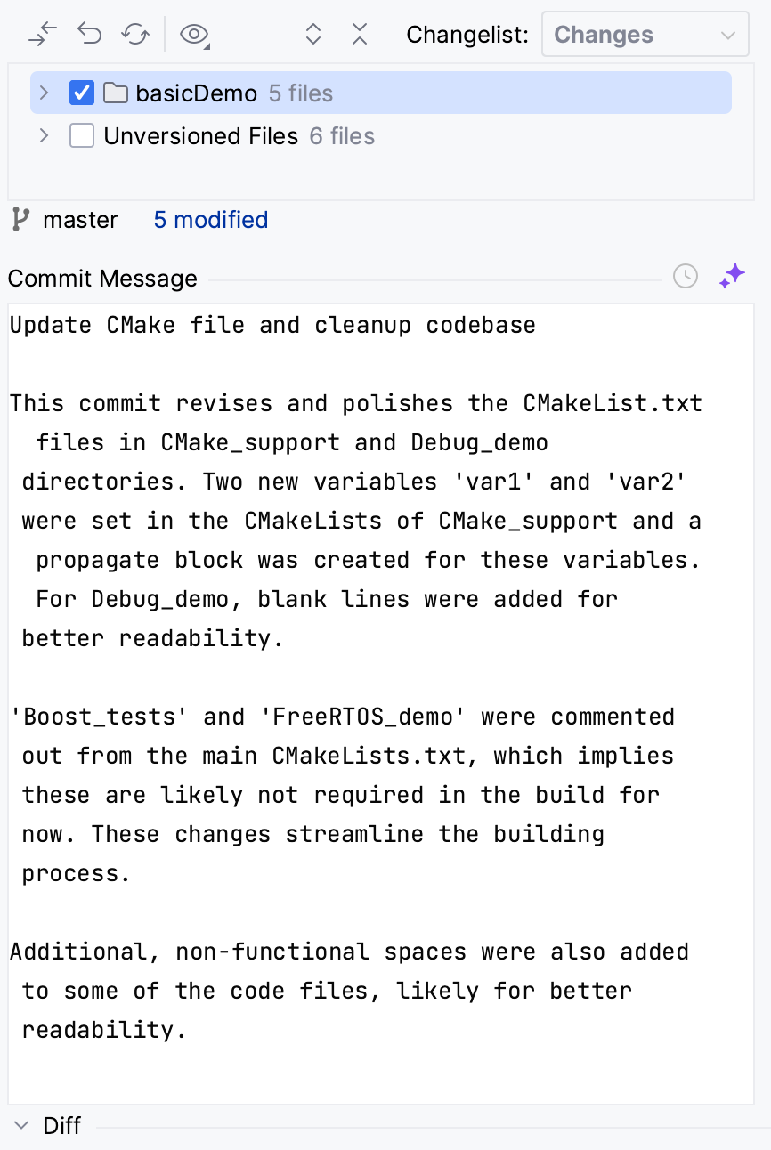 CLion: AI-generated commit message CLion: AI-generated commit message