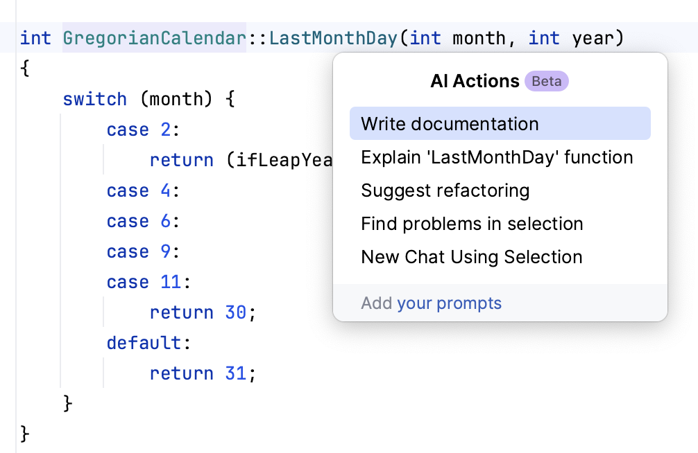 Write documentation - menu item Write documentation - menu item