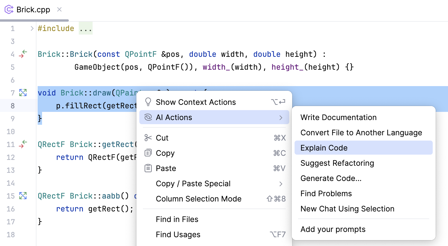 AI Assistant actions - Explain Code AI Assistant actions - Explain Code
