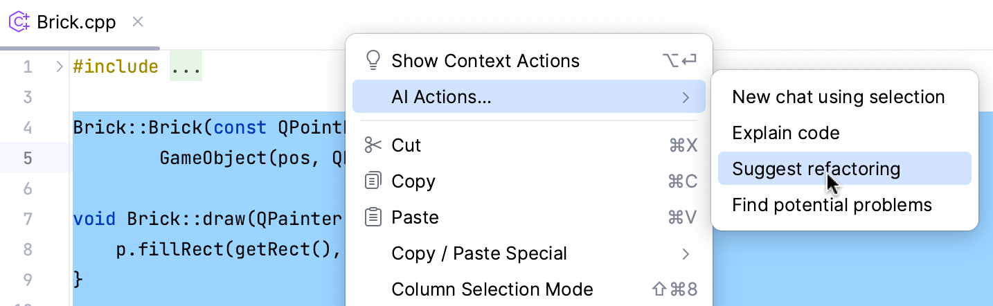 AI Actions menu - suggest refactoring AI Actions menu - suggest refactoring