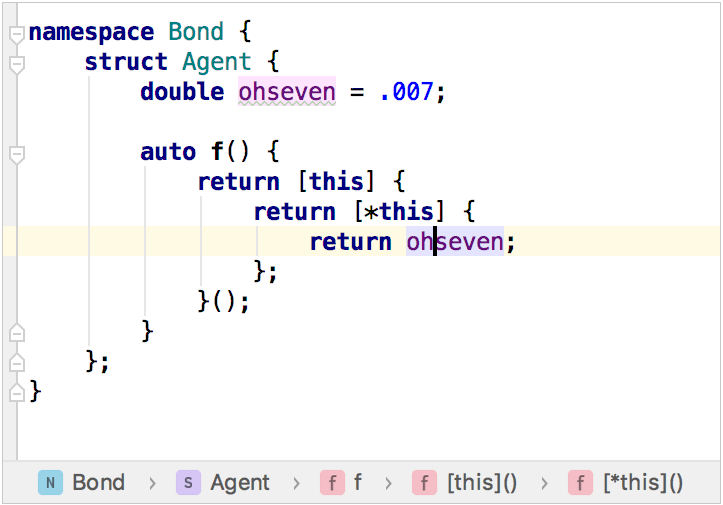 CLion breadcrumbs CLion breadcrumbs