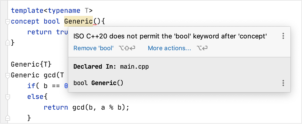 An example of compiler check for Concepts An example of compiler check for Concepts