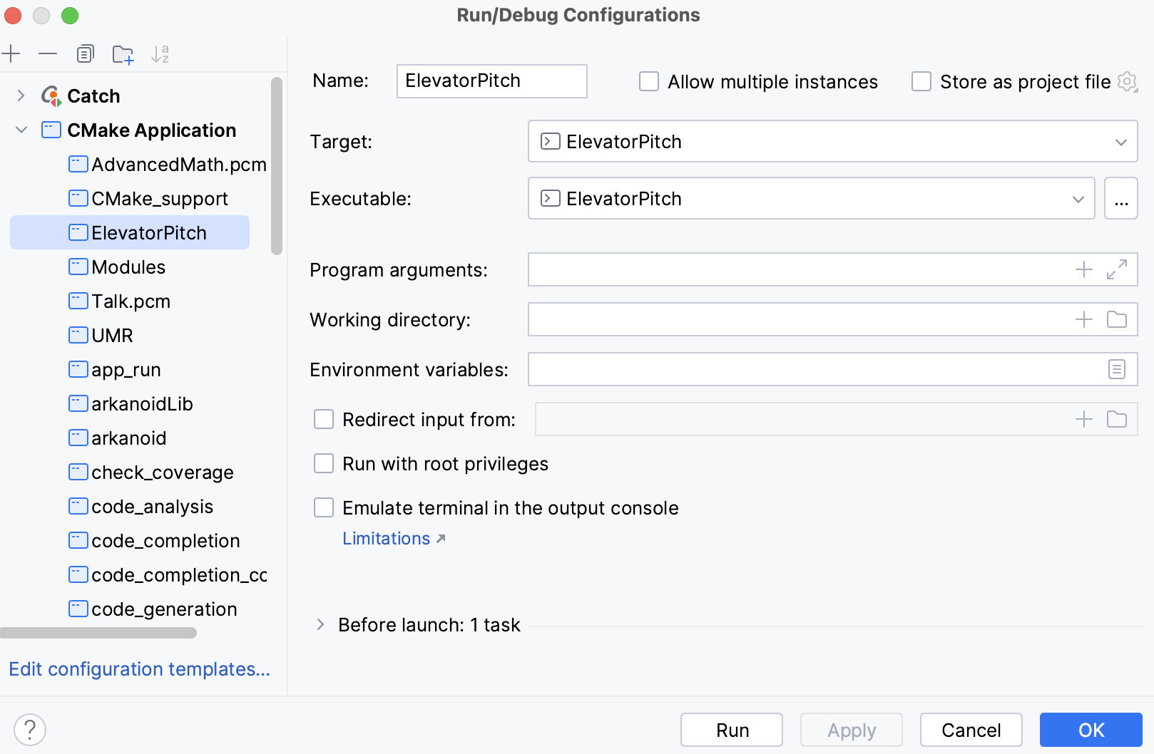 A run/debug configuration example A run/debug configuration example