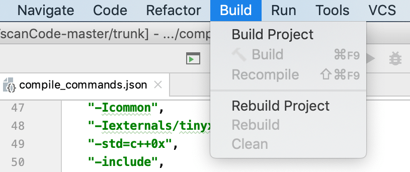 build menu for custom build targets build menu for custom build targets
